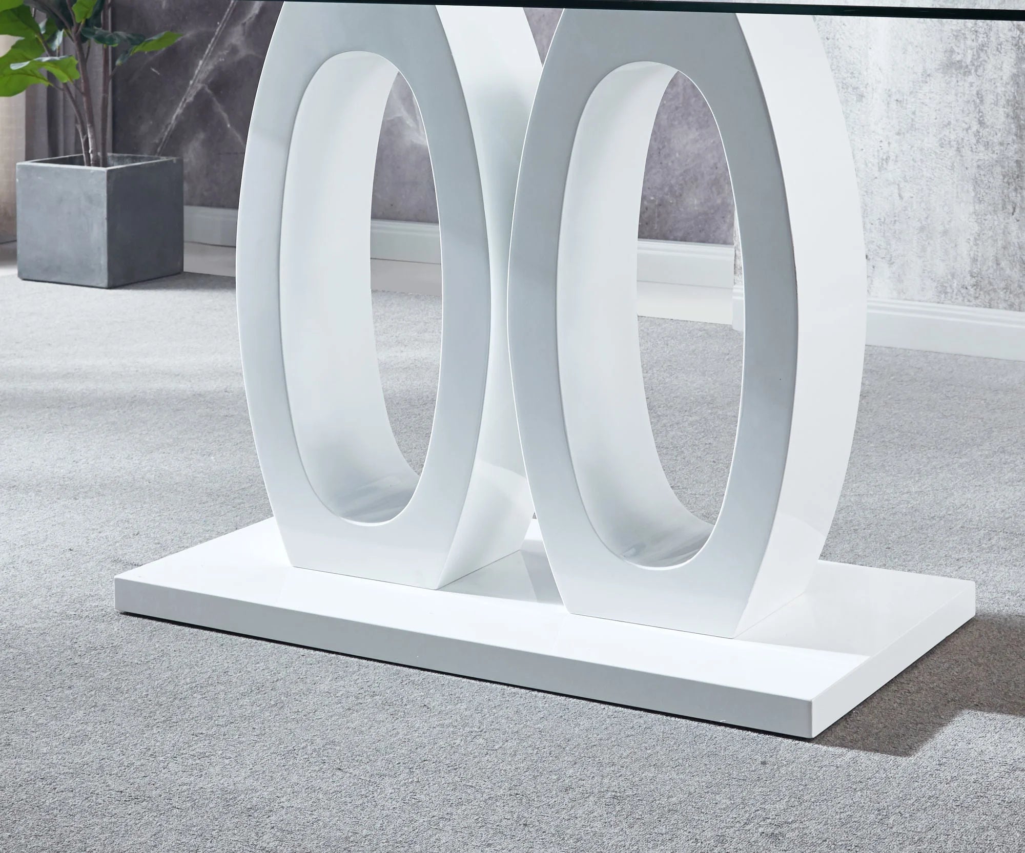 Contemporary Tempered Glass Double Pedestal Dining Table M27036