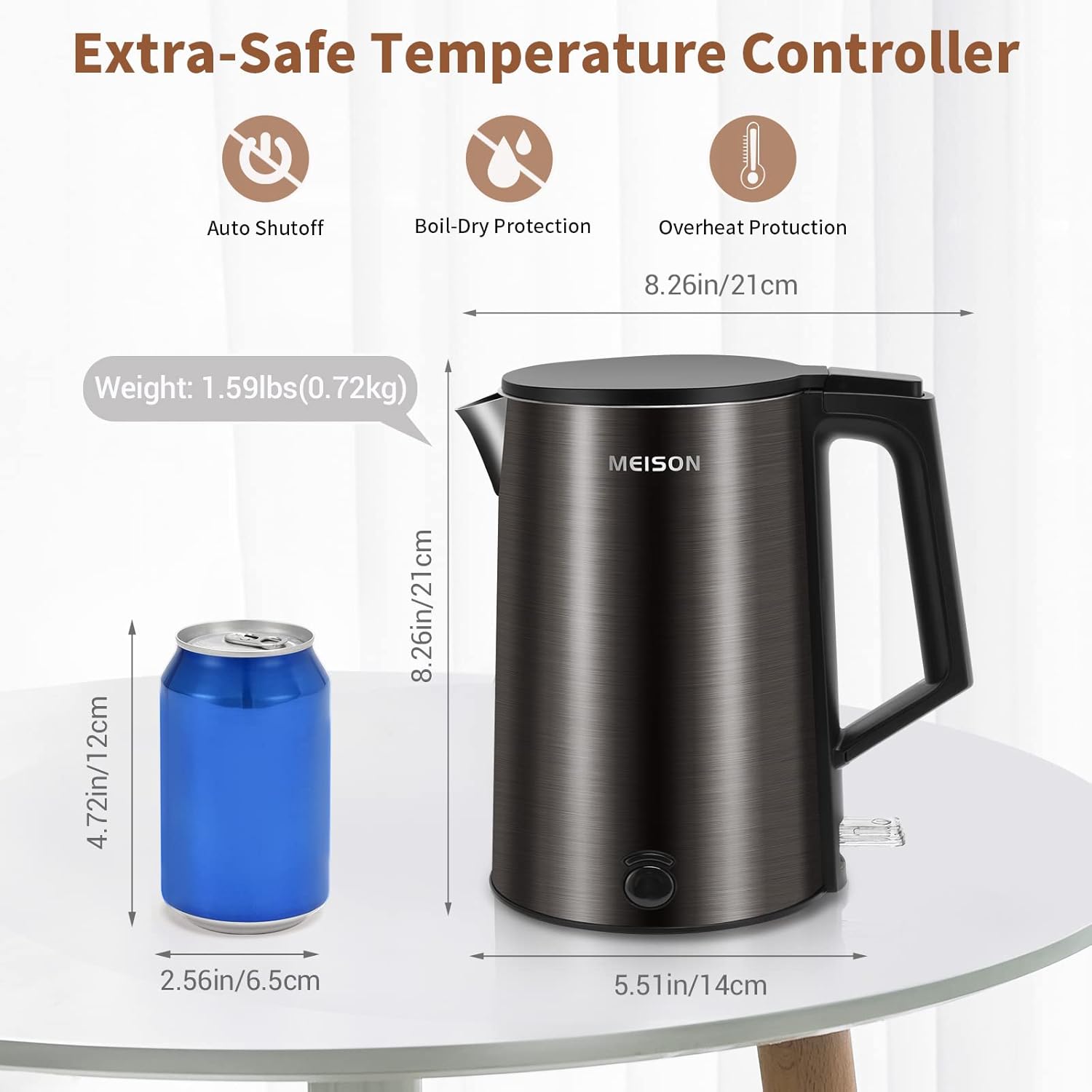 Electric Kettle Stainless Steel 1.0L Double Wall Cool Touch, Auto Shut-Off, Blue A927249
