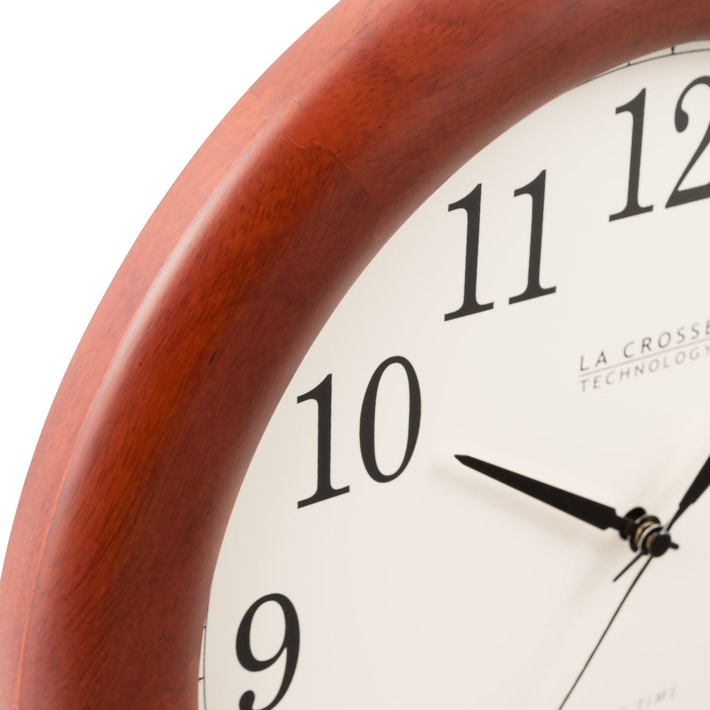 La Crosse Technology 12.5 Inch Cherry Wood Atomic Analog Clock S30330