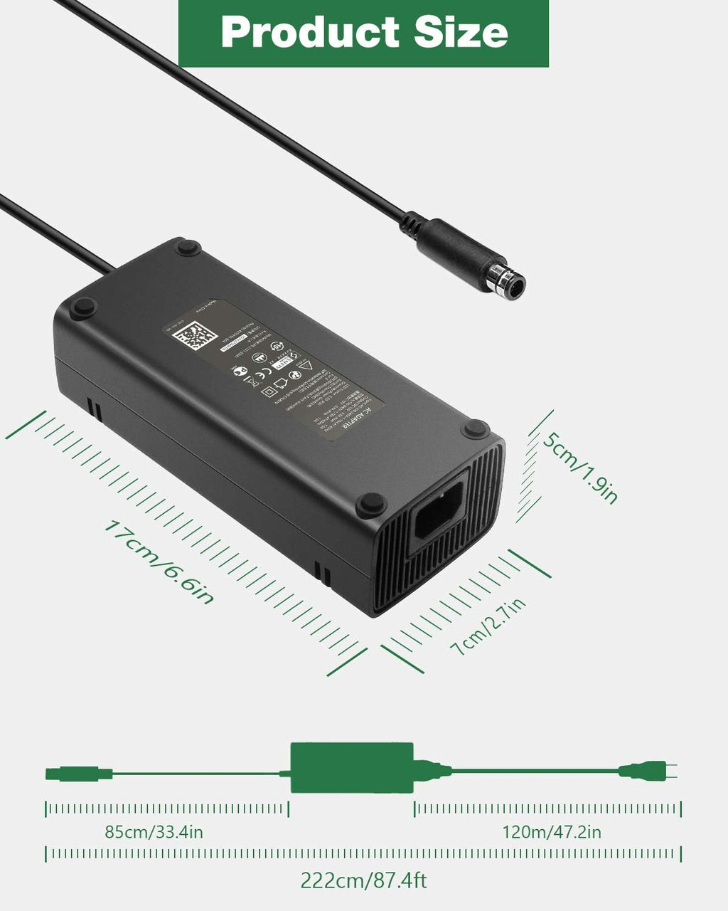 Xbox 360 E Power Supply Brick with AC Adapter Cord E447