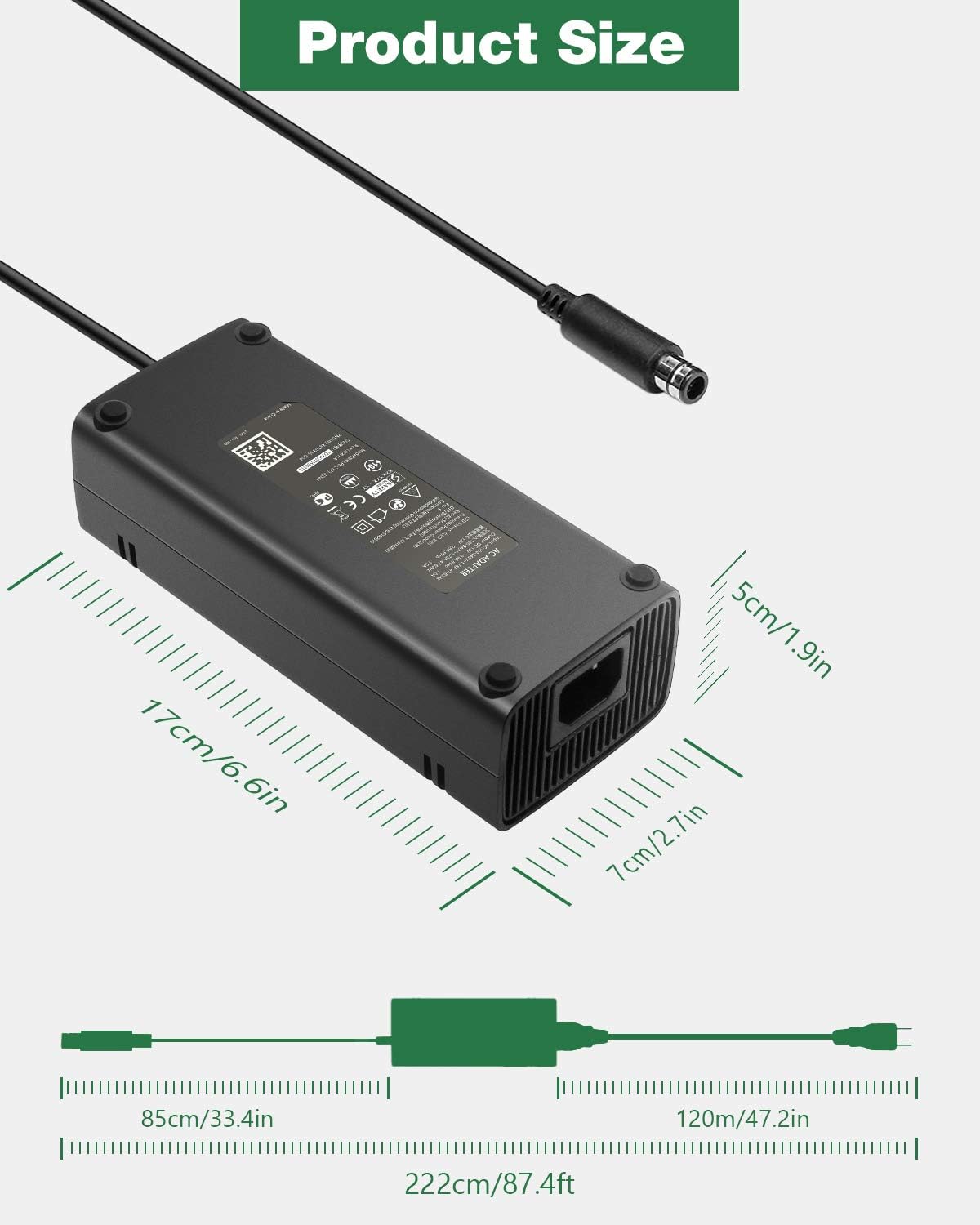 Xbox 360 E Power Supply Brick with AC Adapter Cord E447