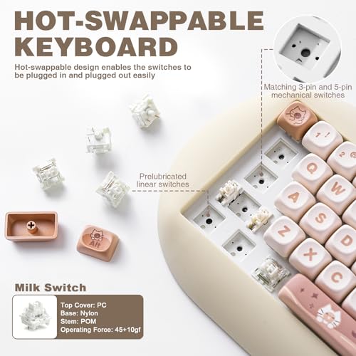 YUNZII C68 Wireless Mechanical Keyboard 65% Hot Swap RGB Backlit for Win/Mac O62087