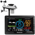 Newentor Weather Station with Rain Gauge and Wind Speed, Weather Stations Wireless Indoor Outdoor, Atomic Weather Clock with Wind Meter/Direction, Temperature and Humidity Gauge/Alert, Solar Powered