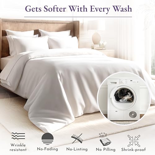 California Design Den 1000 Thread Count Queen Sheet Set, 100% Cotton Sateen, 4 Piece, White F3076