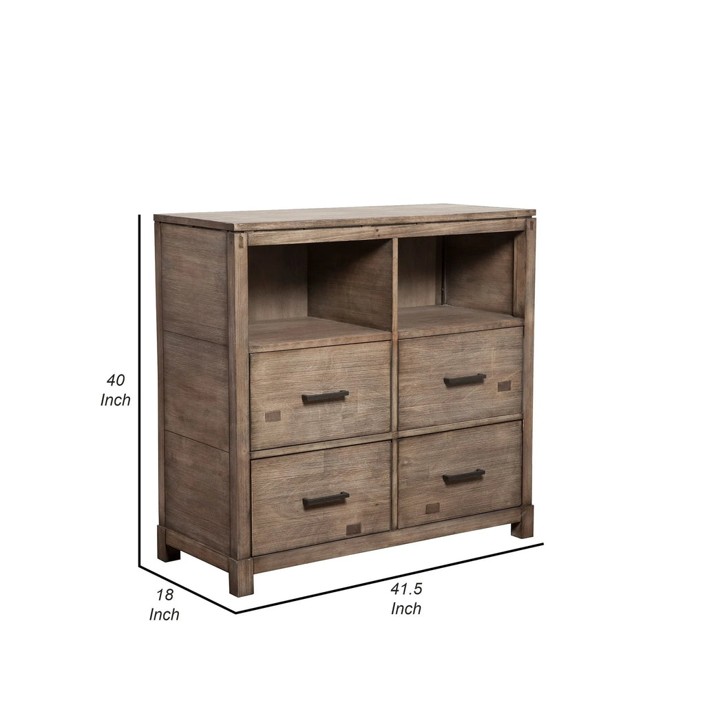Benjara 42 Inch TV Media Chest with 4 Drawers, Gray Mahogany N776969