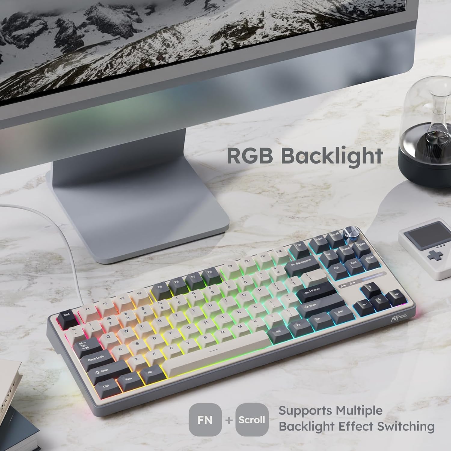 RK ROYAL KLUDGE R87 Pro Wired Mechanical Keyboard 75% RGB Hot Swappable Knob I523