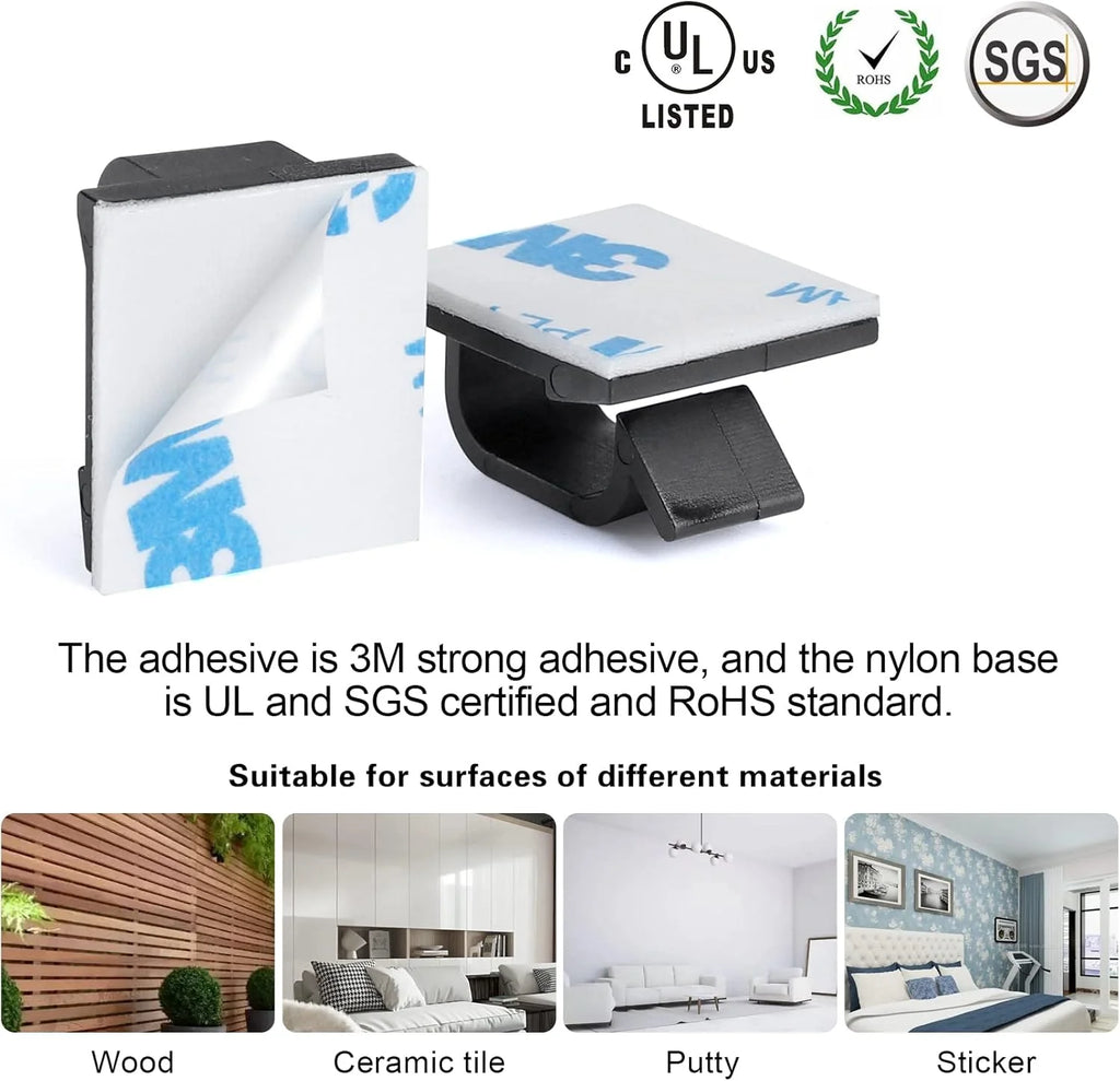 Superior Hub 120 PCS Adhesive Cable Clips Black for Wall, Desk, Car, TV E416087