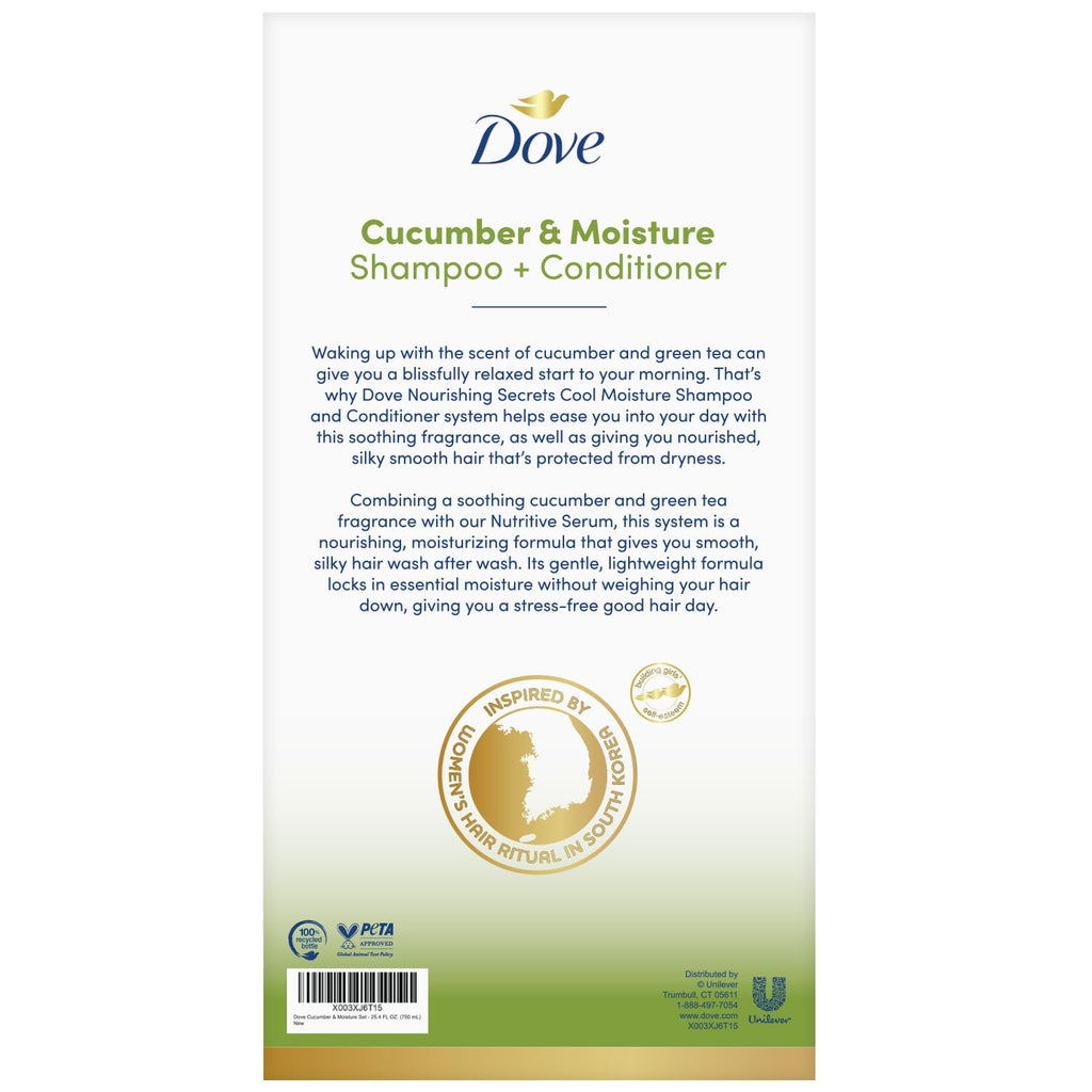 Dove Shampoo and Conditioner Set Cool Moisture Cucumber, 25.4 Fl Oz (2 Piece Set) U154