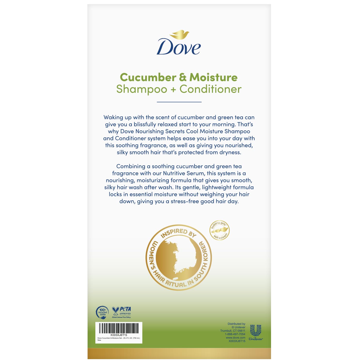 Dove Shampoo and Conditioner Set Cool Moisture Cucumber, 25.4 Fl Oz (2 Piece Set) U154