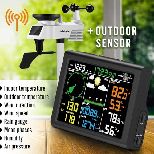 Sainlogic Professional WiFi Weather Station with Outdoor Sensor, Rain Gauge, Black C29030