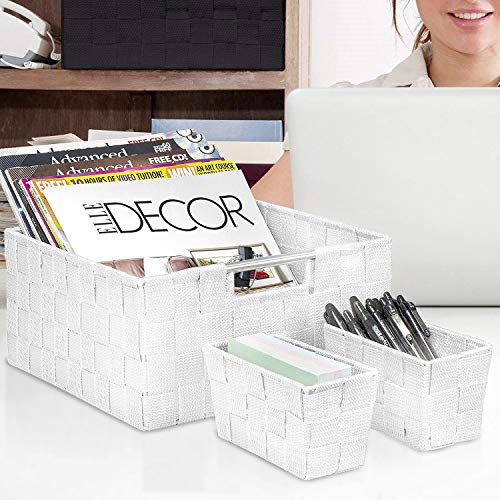 Sorbus Set of 9 Storage Baskets for Shelves, Mesh Hand-Woven Design (Beige) Y91075