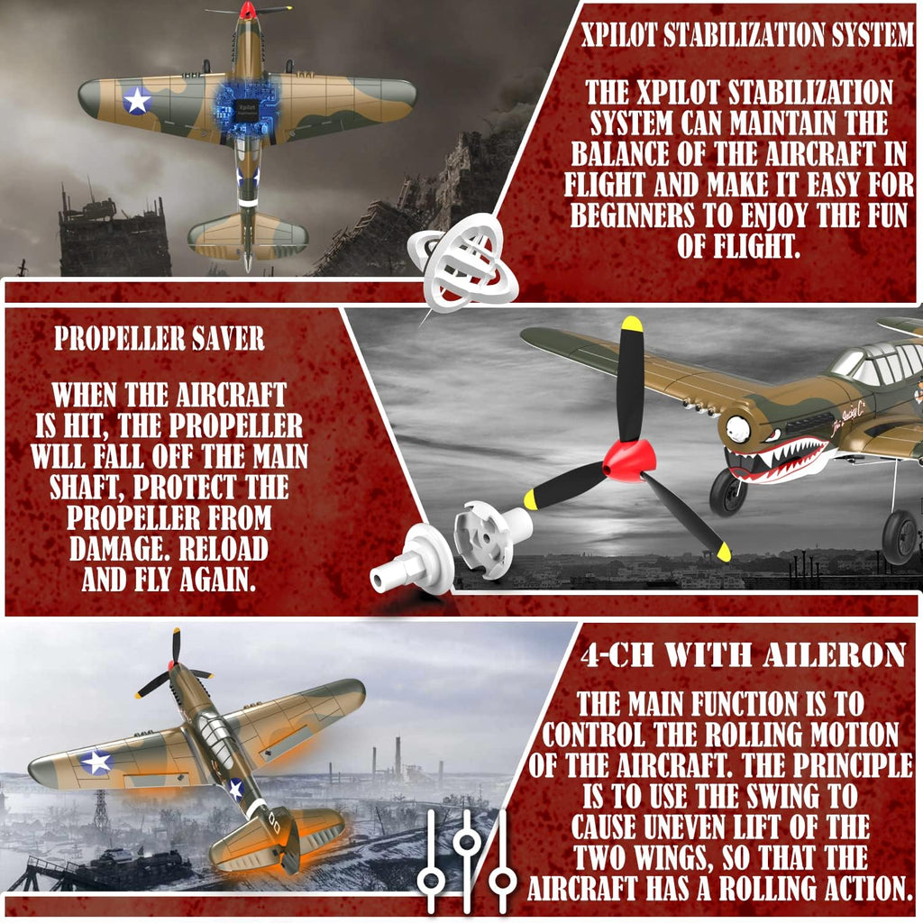 LEAMBE RC Plane P-40 Warhawk 4 Channel Remote Control Airplane Ready to Fly A5281