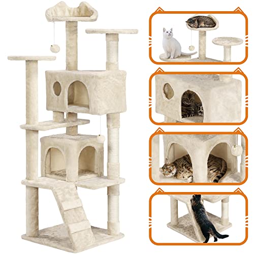 Yaheetech 54in Cat Tree Tower Condo Furniture with Scratch Post Y196