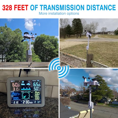 Wireless Weather Station with 7-in-1 Sensor, Indoor Outdoor Thermometer H5745