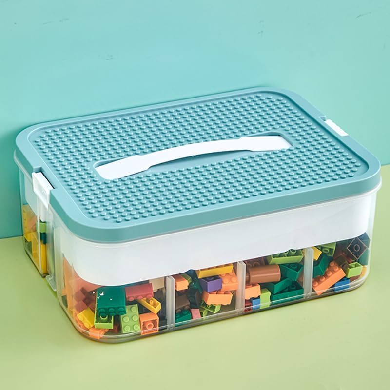 Toys Organizer Storage Case for Lego Box Kids Toy Stackable Building Blocks with Lids Bins Adjustable Lego Storage Containers Plastic Toy Box 1 Layer