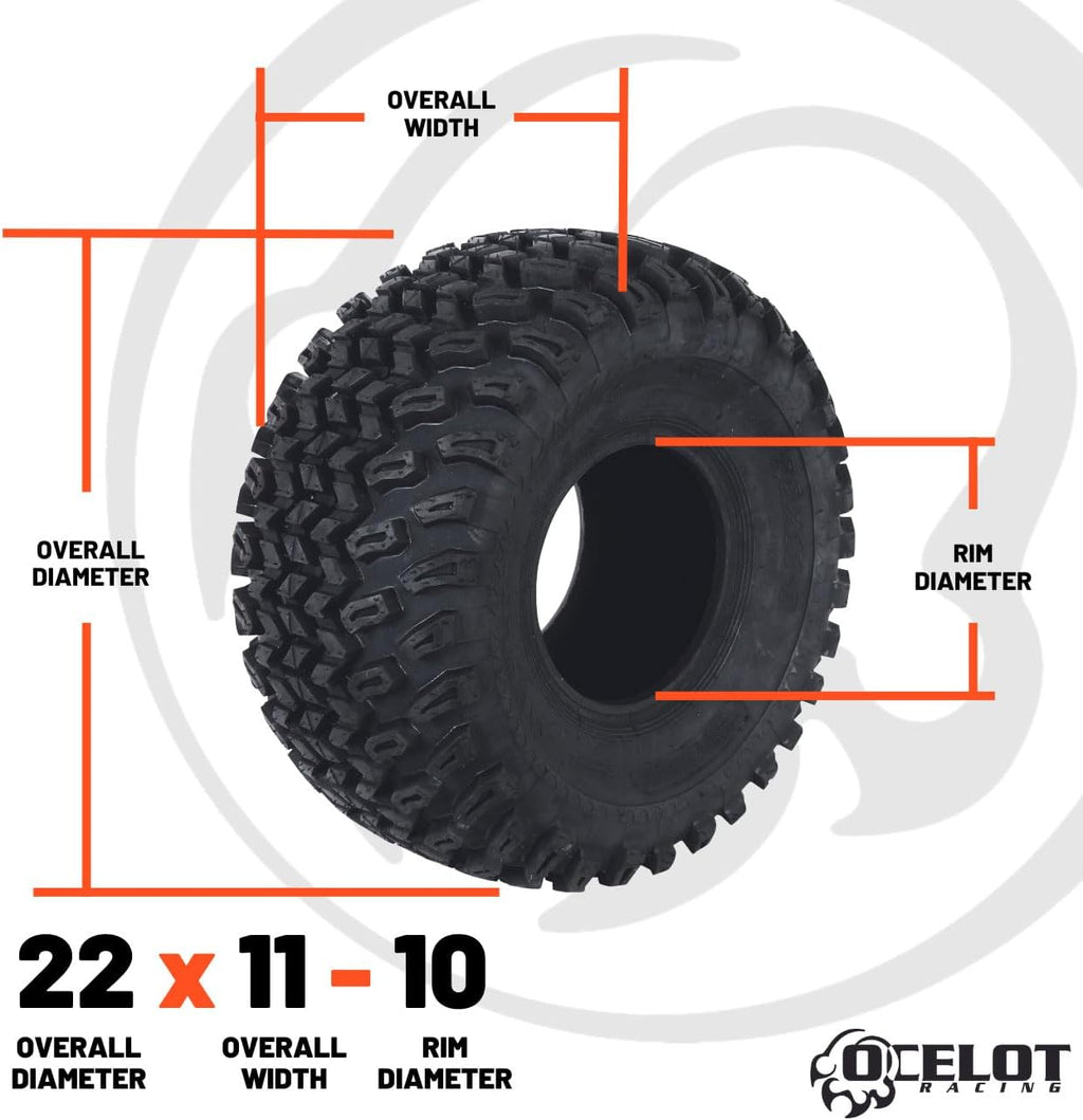 Ocelot P334 22x11-10 All Terrain Golf Cart Tires, 4-Ply J116