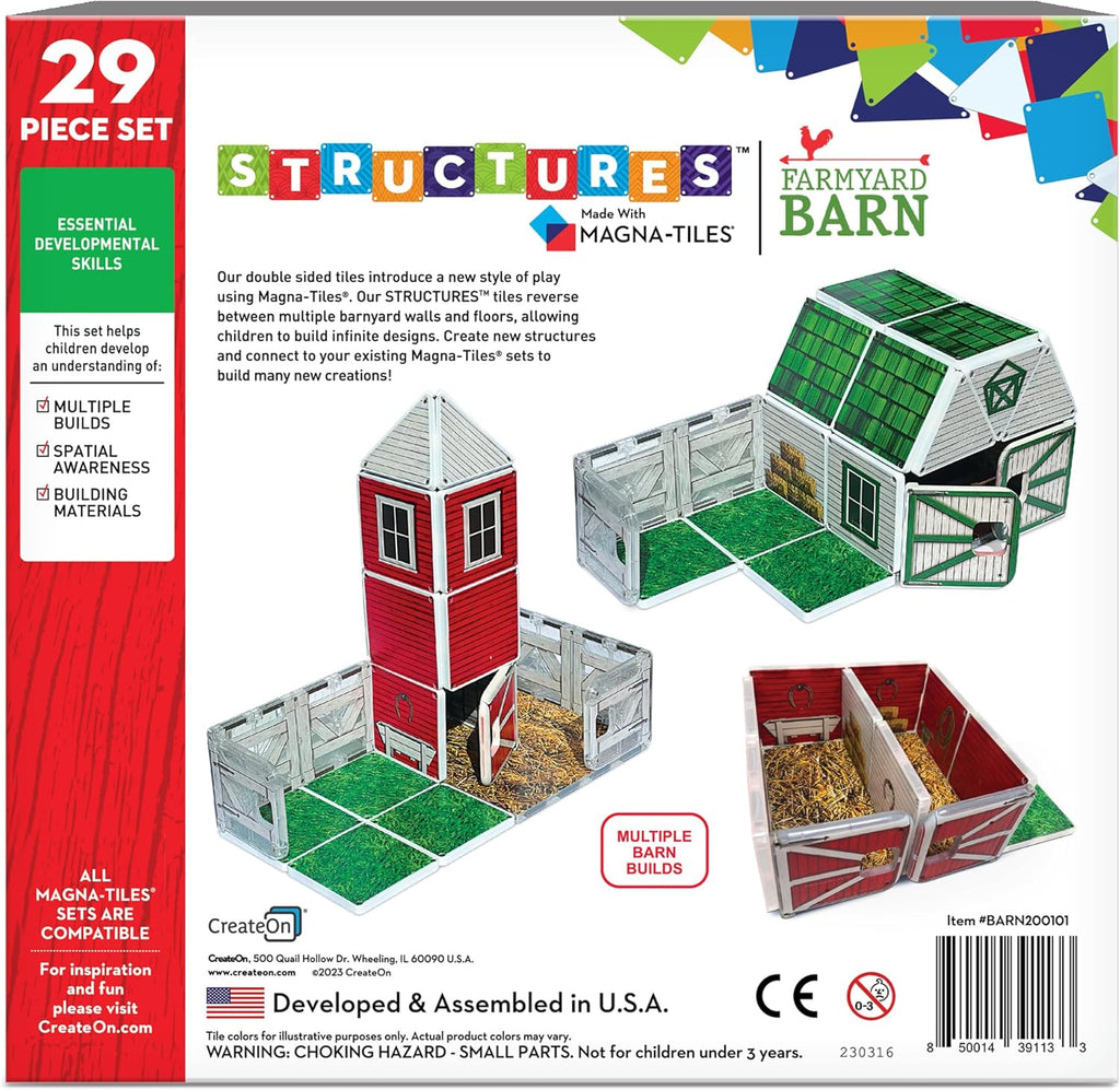 Magna-Tiles Farmyard Barn Magnetic Tiles Building Set, STEM Toys for Kids Ages 3+, 29 Pieces X9654