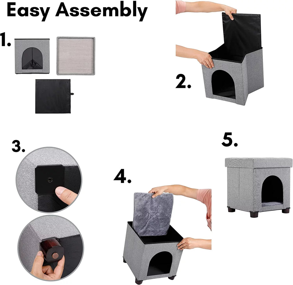 Pet House Bench Ottoman Cat Dog Furniture Bed Cozy Condo Cave A893403