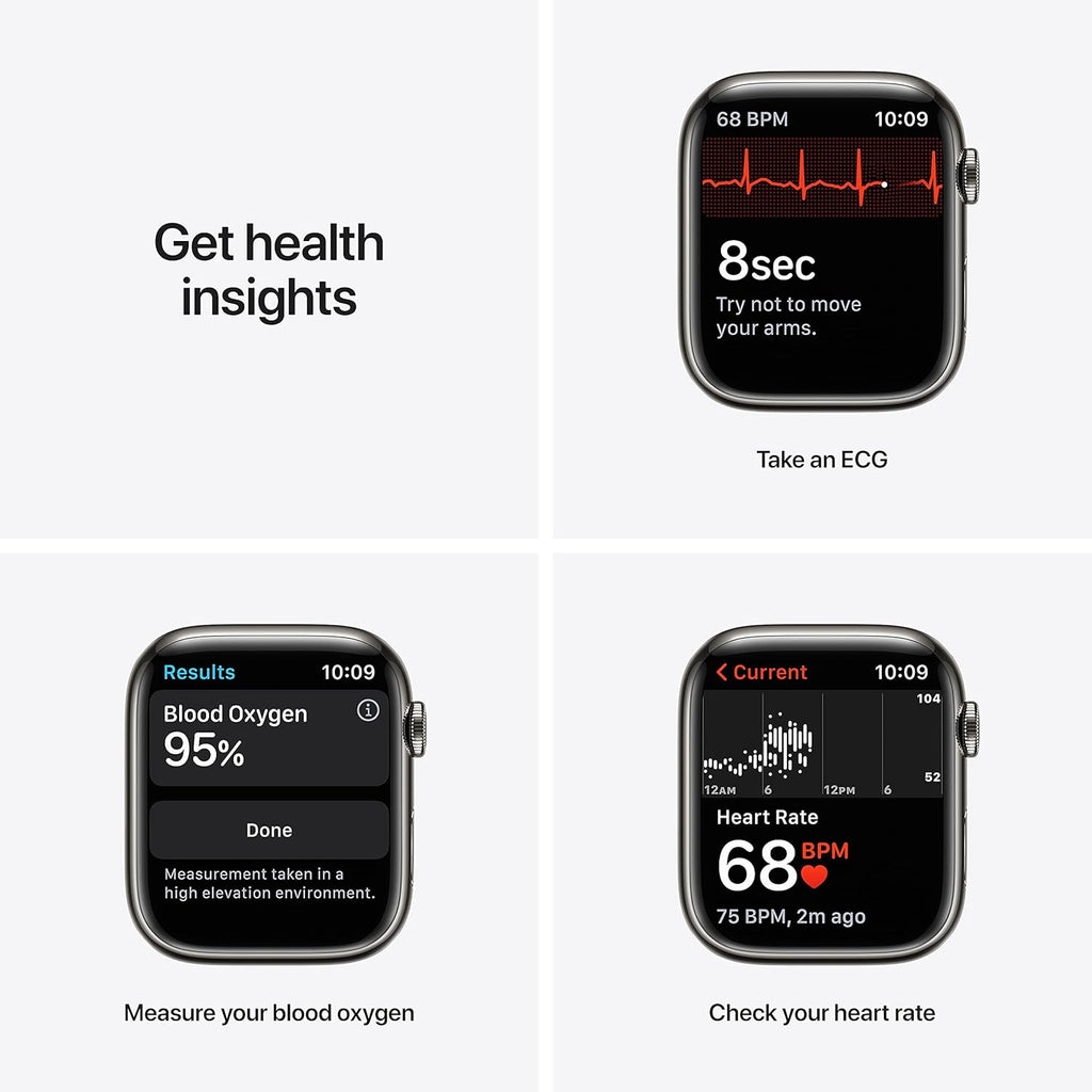 Apple Watch Series 7 GPS + Cellular 45mm Smart Watch with Graphite Stainless Steel Case and Abyss Blue Sport Band G558378