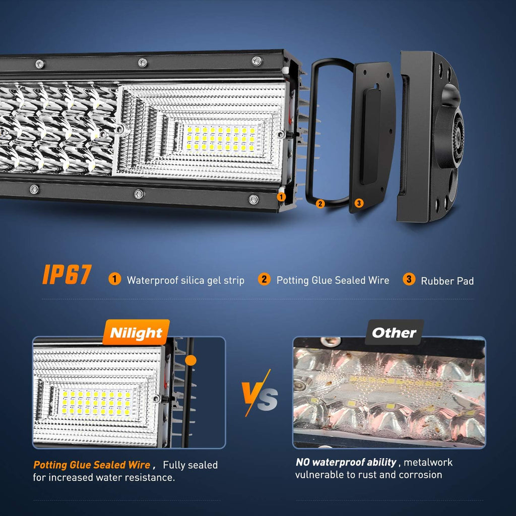 Nilight 18016C-A LED Light Bar 22Inch 270W Triple Row Combo Beam Driving Lights for Trucks H625630