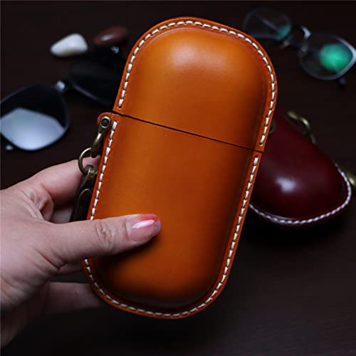 Handmade Leather Eyeglass Case Hard Shell Retro W247509