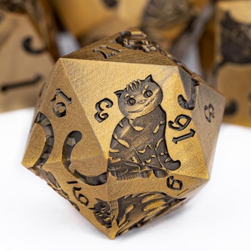 Metal DND Cat Dice 7PCS Polyhedral RPG Dice Set with Gift Case B373640