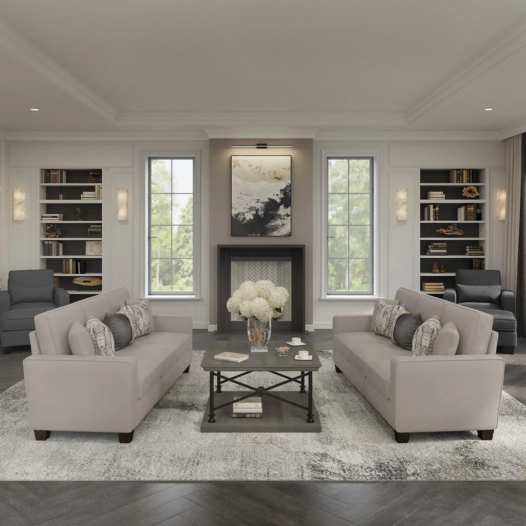 Stockton 73W Sofa in Beige Herringbone Fabric H38552