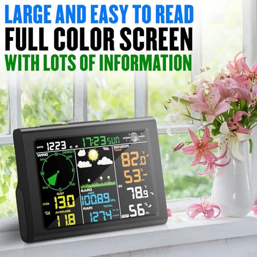 Sainlogic Professional WiFi Weather Station with Outdoor Sensor, Rain Gauge, Black C29030