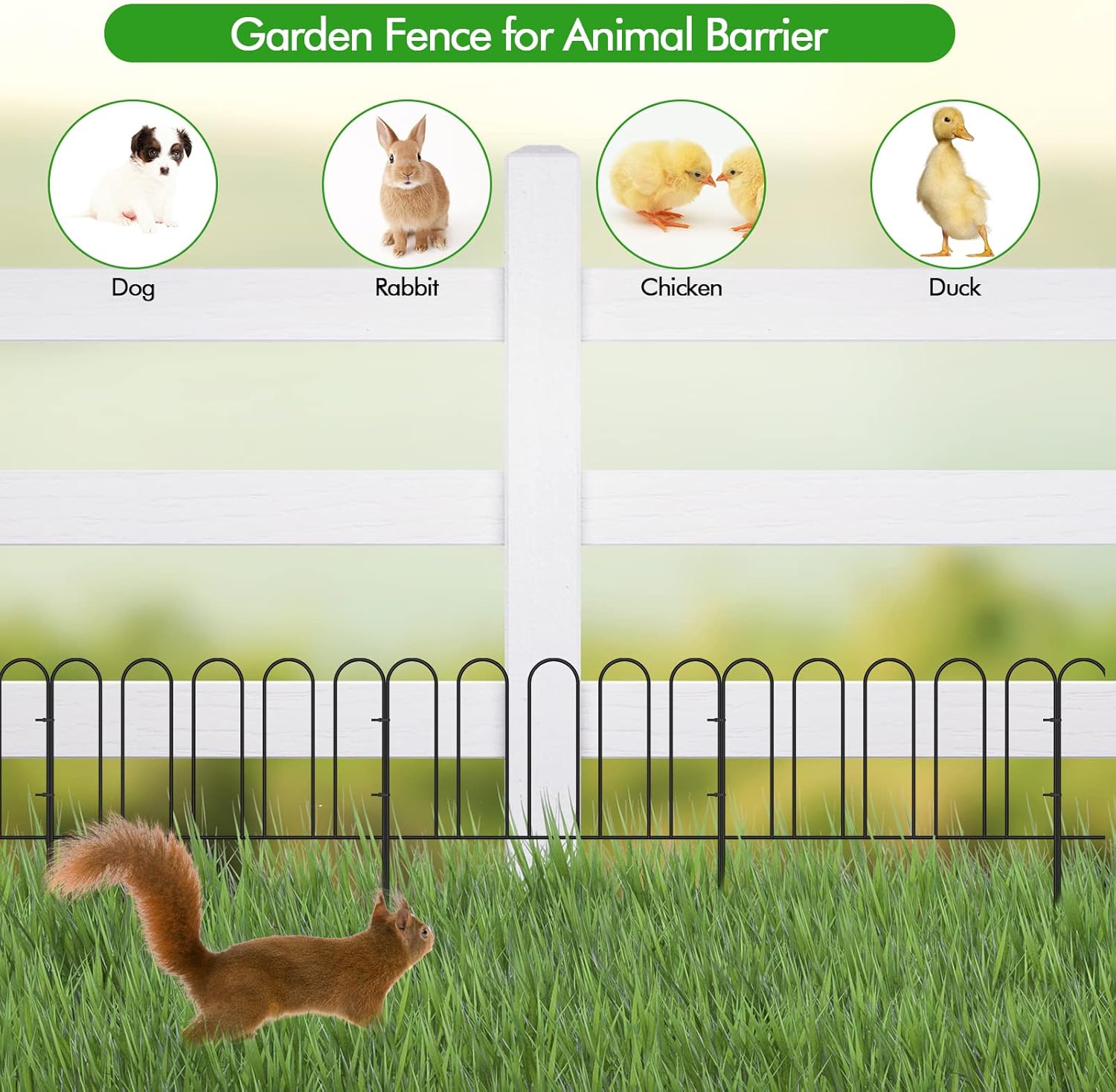 Rustproof Metal Garden Fence 7 Panels 10ft Animal Barrier V876323