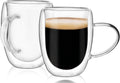 Moretoes 12oz Clear Glass Coffee Mugs, Double Walled Glass Coffee Mugs, Clear Glass Coffee Mugs Set of 2, Insulated Espresso Cups