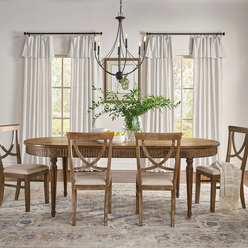 Mercantile Light Filtering Ring Top Farmhouse Curtain Panel with Valance Off White 84" X27357