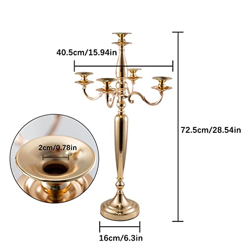 Vincidern 5 Arm Candelabra Gold Taper Candle Holder 28 Inch M350