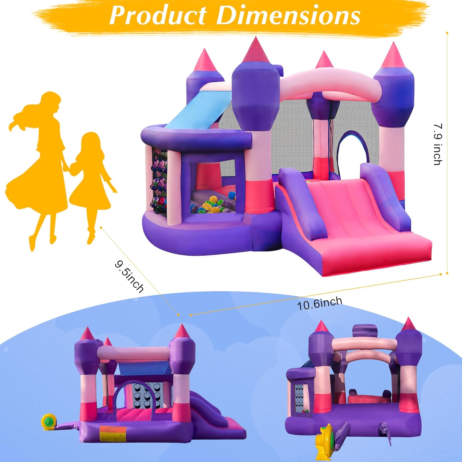 Inflatable Bounce House for Kids with Slide and Blower A2220