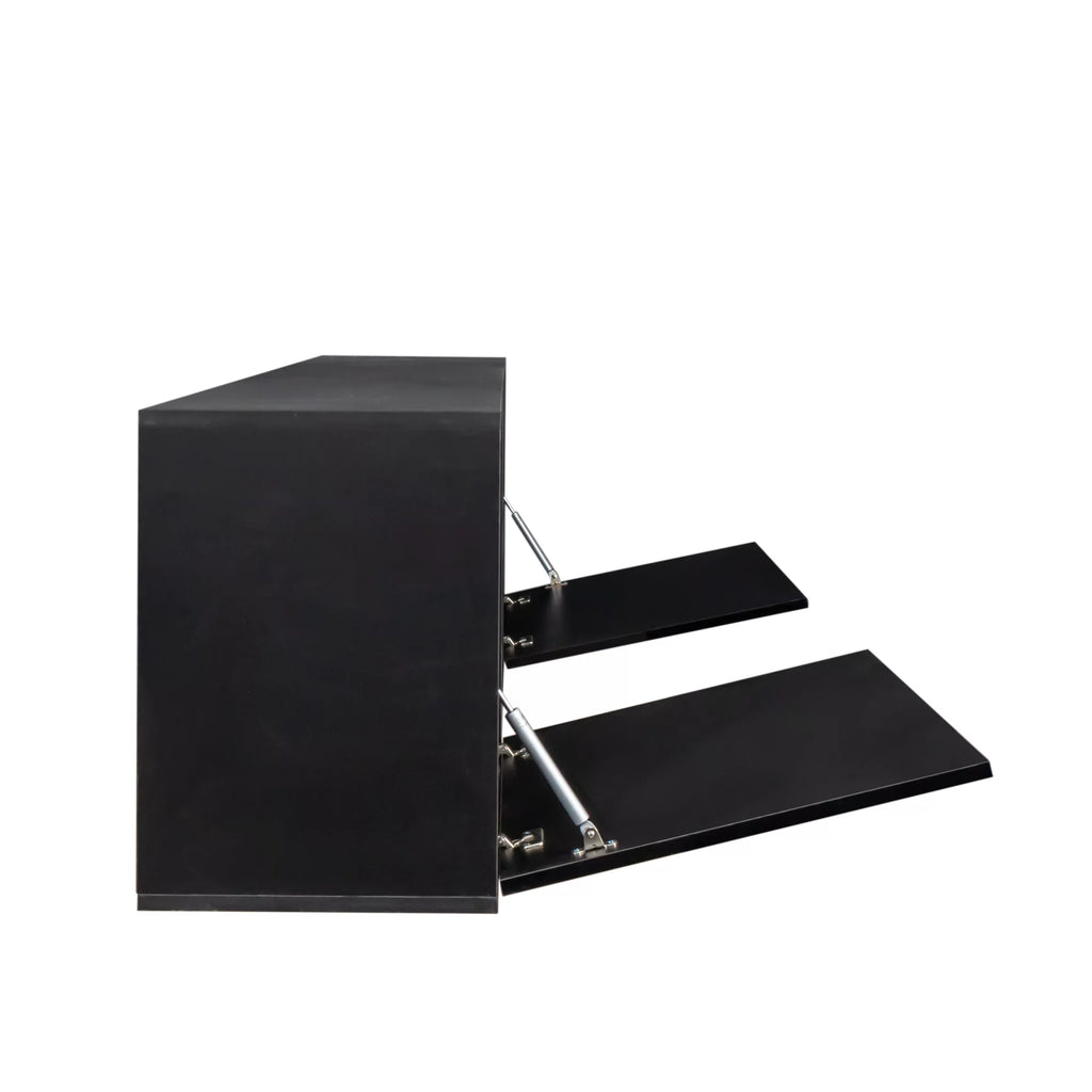 Floating TV Stand with Shelf and Clamshell Doors, High Gloss B46123