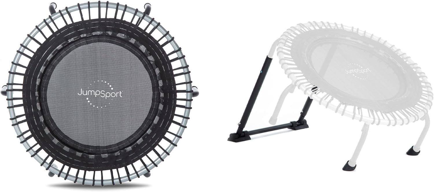 JumpSport 350 Plyometric Rebounder Bundle (Trampoline + PlyoFit Adapter) | 39" | Toning Ball Included