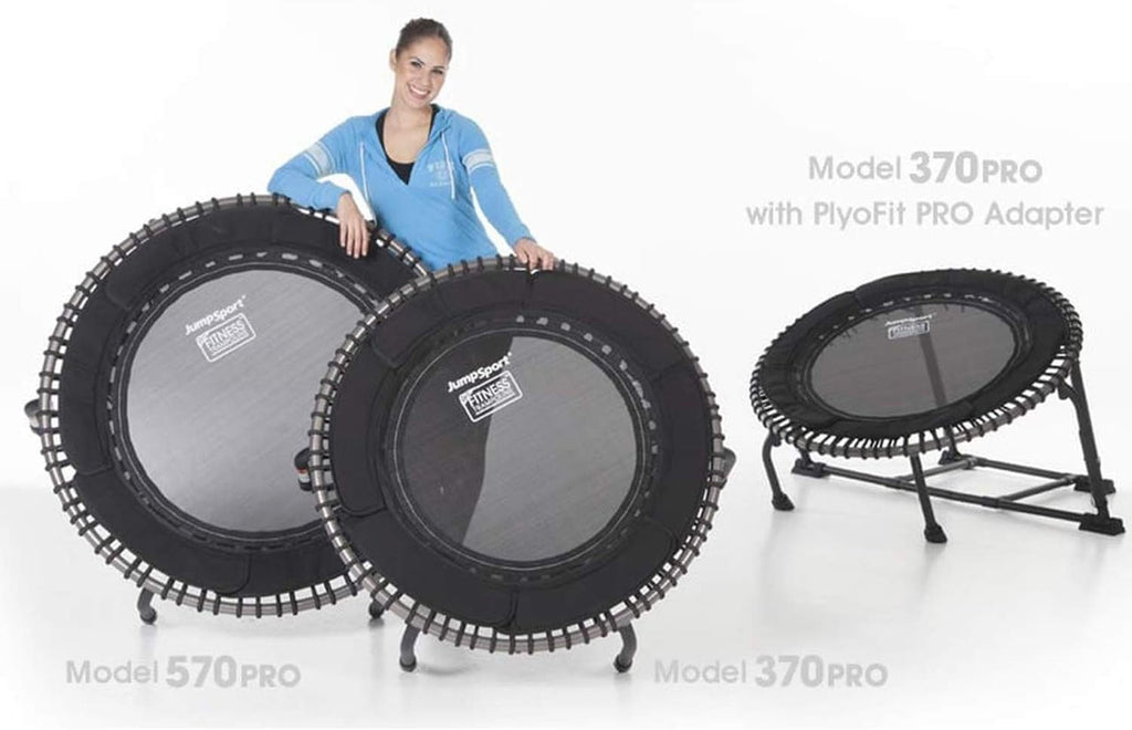 JumpSport 350 PRO 39-Inch Fitness Rebounder Trampoline with Steel Handle Bar, Black H836828