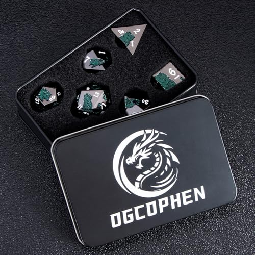 Metal DND Cat Dice 7PCS Polyhedral RPG Dice Set with Gift Case B373640