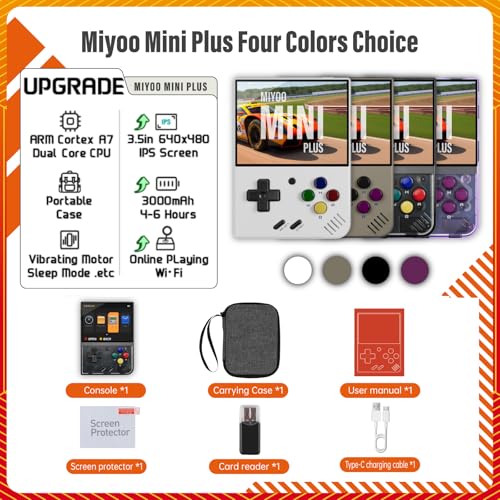 Miyoo Mini Plus 128GB Retro Game Console Handheld Portable Gaming System, 3.5" HD Screen, Purple D438031