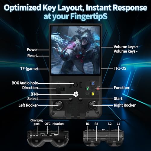 R36MAX Retro Handheld Game Console with 64G Built-in 18000+ Classic Games, 4.0" IPS Screen, Black R13381