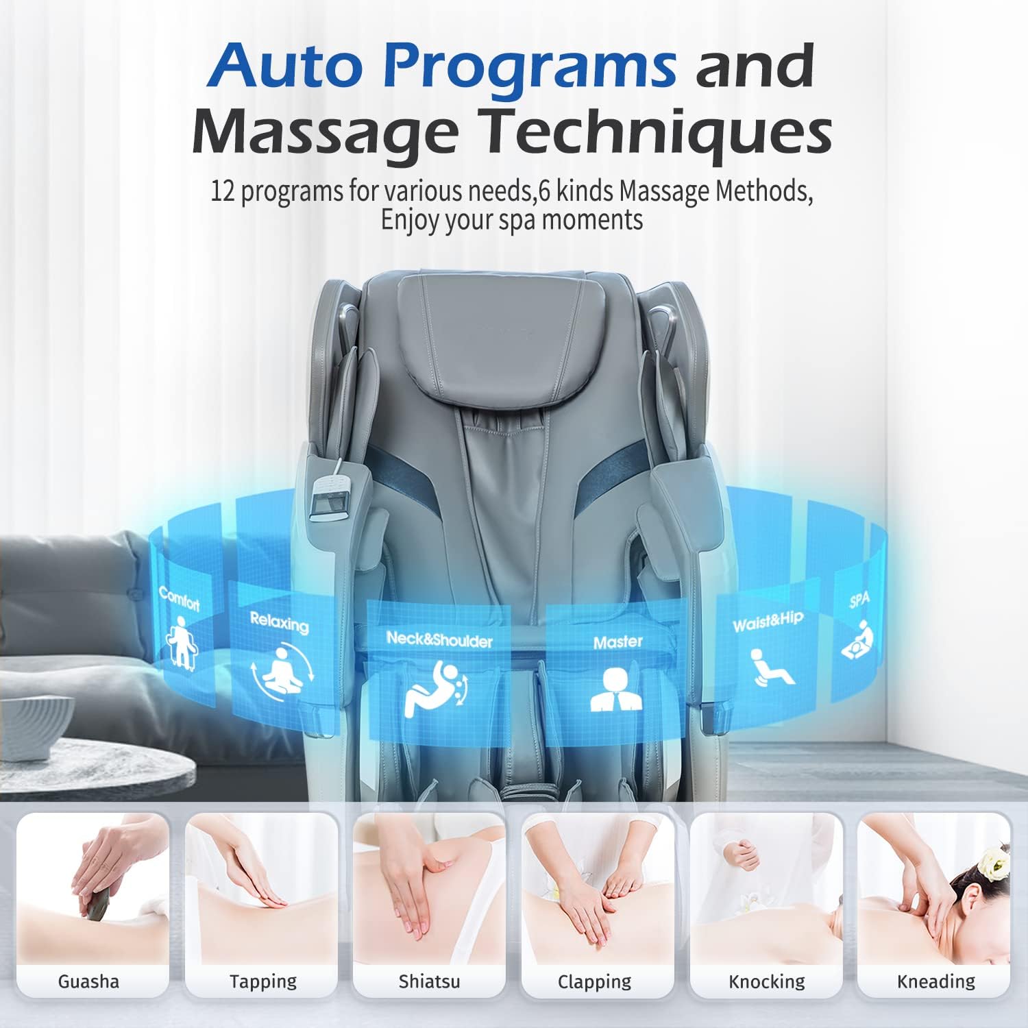 Zero Gravity Massage Chair with AI Voice and App Control, Gray J939