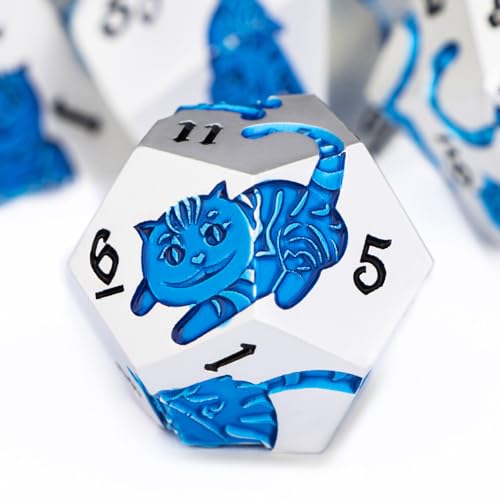 Metal DND Cat Dice 7PCS Polyhedral RPG Dice Set with Gift Case B373640