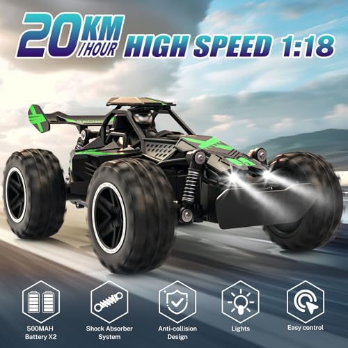 ACAMMZAR Remote Control Car, 1:18 High Speed RC Truck, Green I144