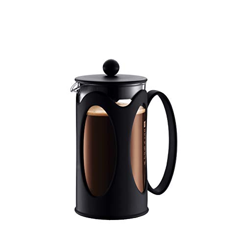 BODUM 10683-01 Kenya French Press Coffee Maker, Borosilicate Glass - 4-Cup (0.5 L), Black