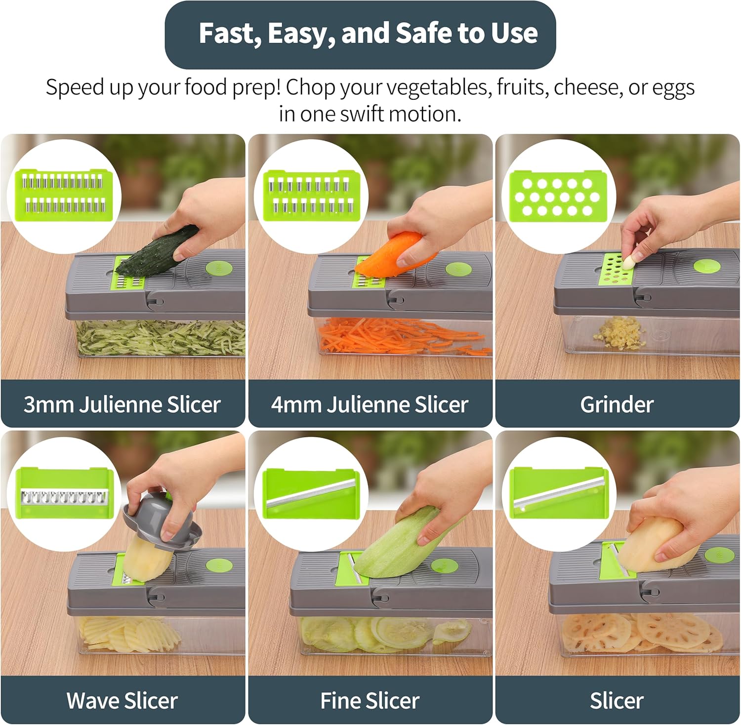 Vegetable Chopper with Container, 17 in 1 Food Slicer with 10 Blades K8511