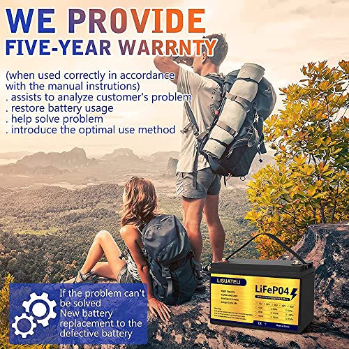 12V 100Ah LiFePO4 Lithium Battery for Golf Cart RV Marine Solar A56122