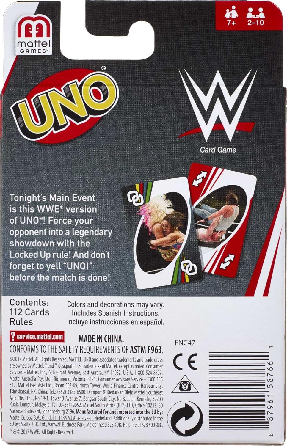 UNO Card Game, Matching WWE Superstars, for 2-10 Players Ages 7+ G785058