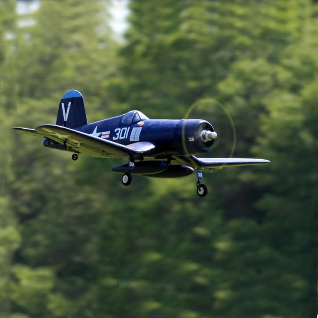 FMS RC Airplane 800mm F4U Corsair V2 Blue 4CH PNP with FS-SM001 Flight Simulator Controller W413