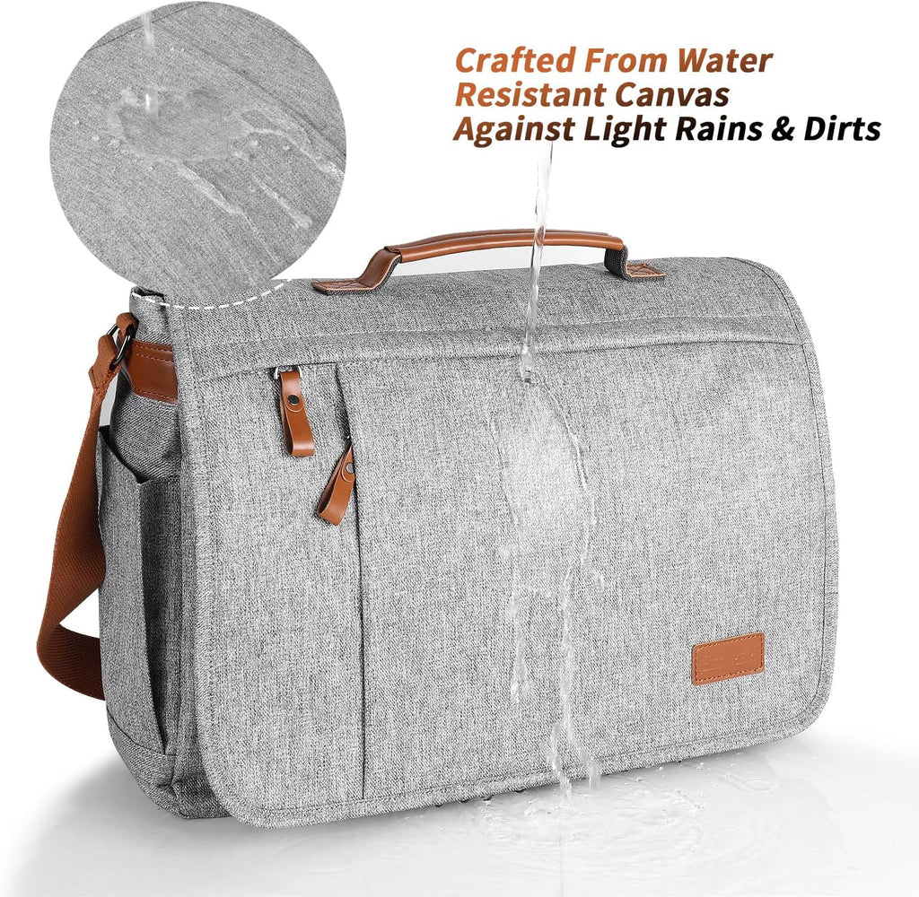 ESTARER Messenger Bag 17-17.3 Inch, Men's Water-resistant Canvas Laptop Shoulder Bag V9244
