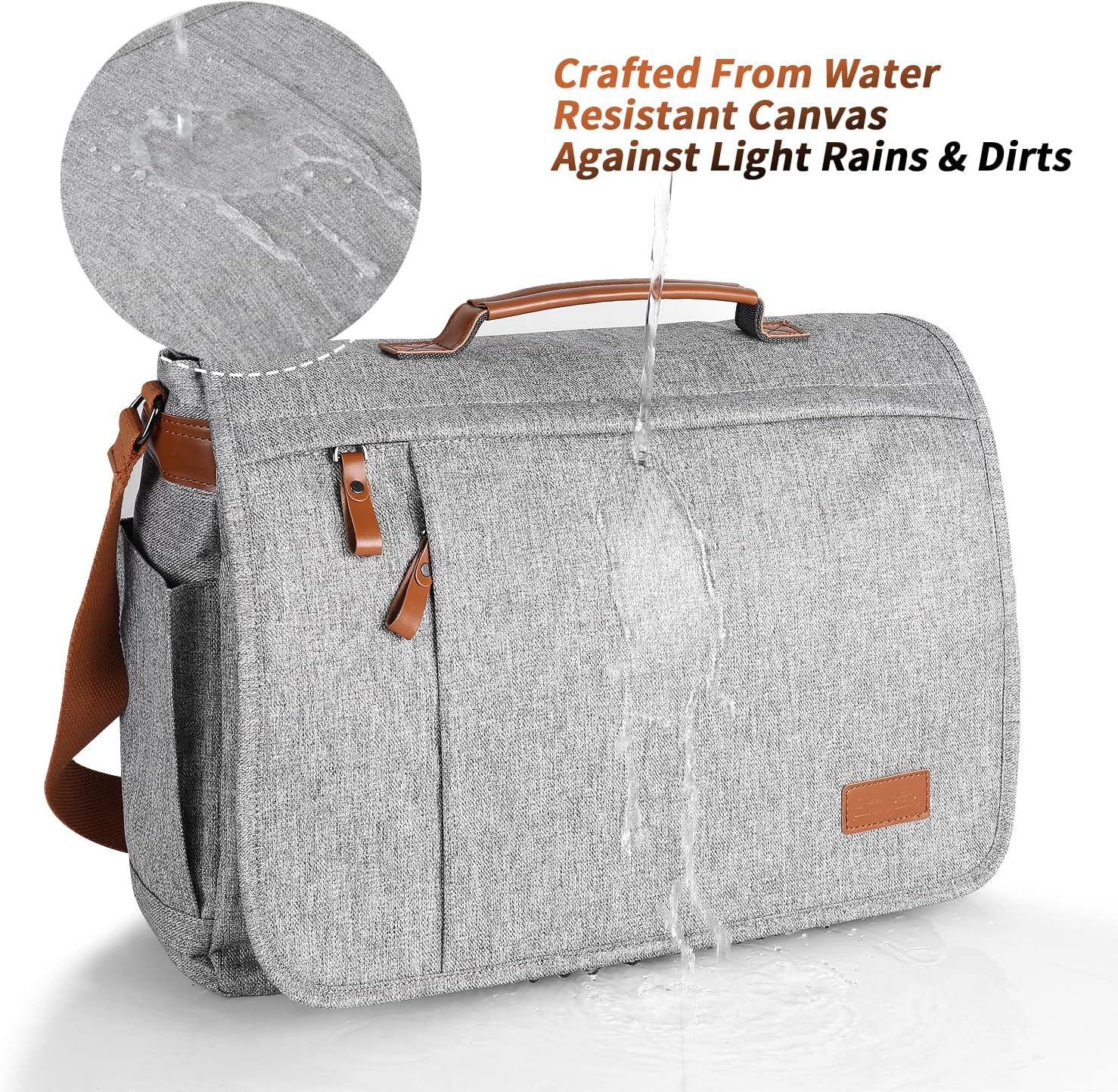 ESTARER Messenger Bag 17-17.3 Inch, Men's Water-resistant Canvas Laptop Shoulder Bag V9244