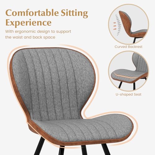 Giantex Upholstered Dining Chairs Set of 2, Modern Accent Chairs with Curved Backrest P370